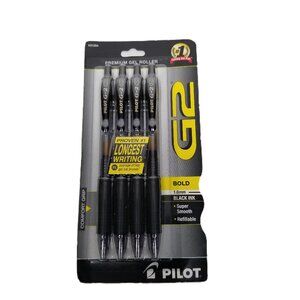 Pilot G2 Premium Gel Pens 4 Pack Bold 1.0mm Black Ink Office School
